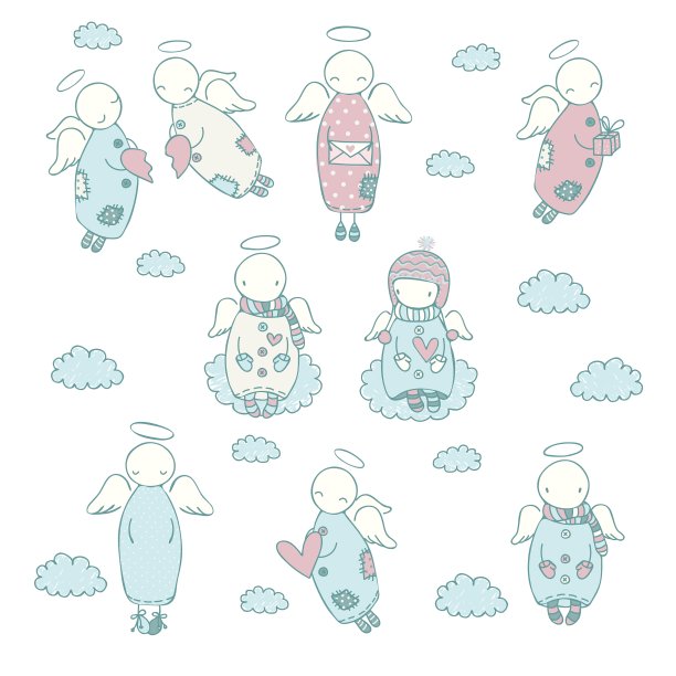 手绘天使图标集图片下载