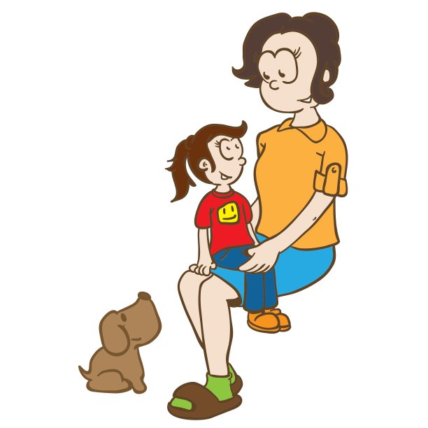 妈妈，女孩和狗图片下载