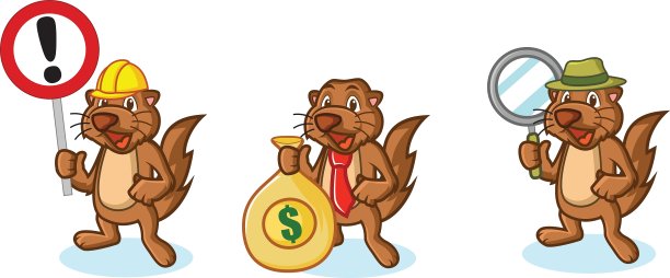 带钱的棕色海獭吉祥物图片下载