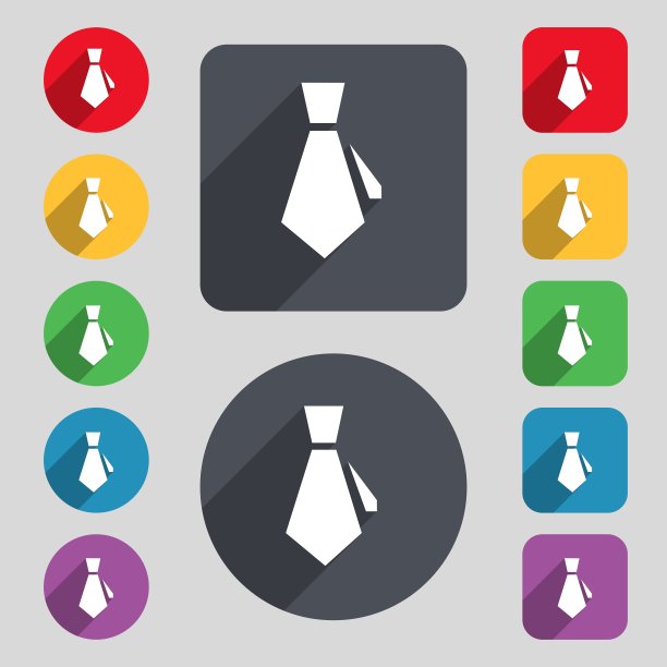 领带图标标志一套12个颜色的按钮和一个图片下载