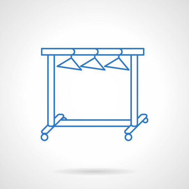 衣服衣架架上的蓝色平线图标图片下载