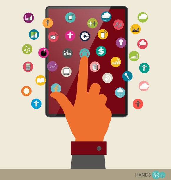 带有应用程序Web的手触屏设备图片下载