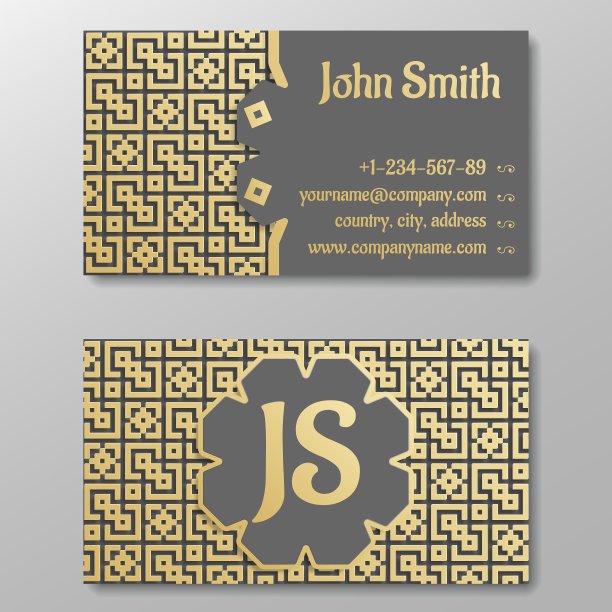 名片模板黄金阿拉伯图案图片下载