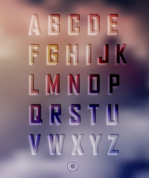 透明三维字母组图片下载