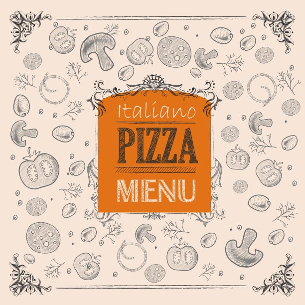 披萨素描背景图片下载