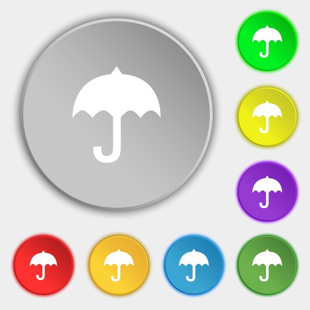 伞图标标志符号上的八个扁平按钮图片下载