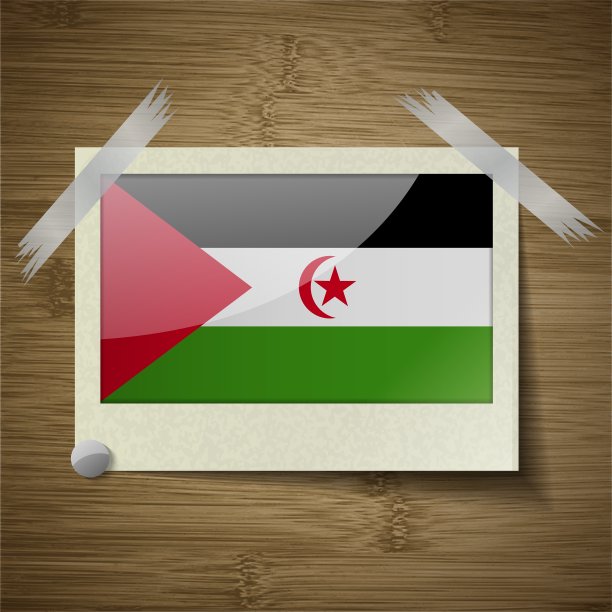旗帜西撒哈拉在框架上木制纹理图片下载