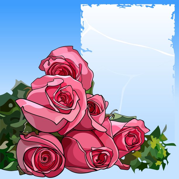 一束粉色玫瑰和一张空白表格图片下载