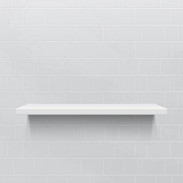 白色现实主义的架子靠着砖墙图片下载