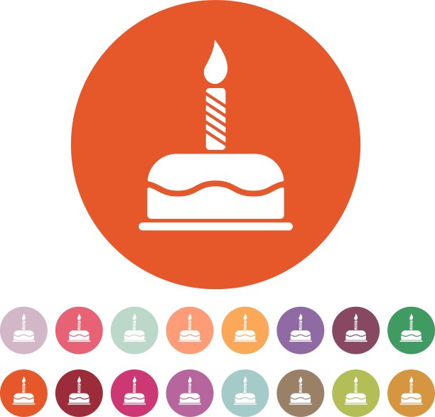 生日蛋糕与蜡烛图标甜点图片下载