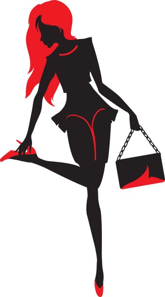 拿着包的女人的剪影图片下载