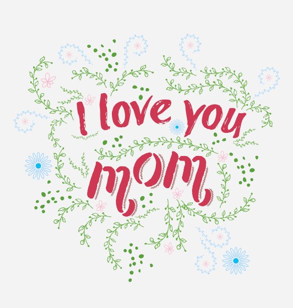 手绘卡片上写着“我爱你，妈妈和。图片下载