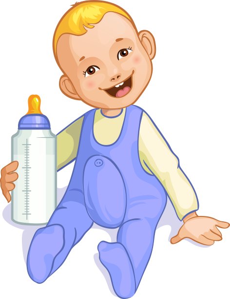 微笑的小男孩和瓶子形象eps10图片下载