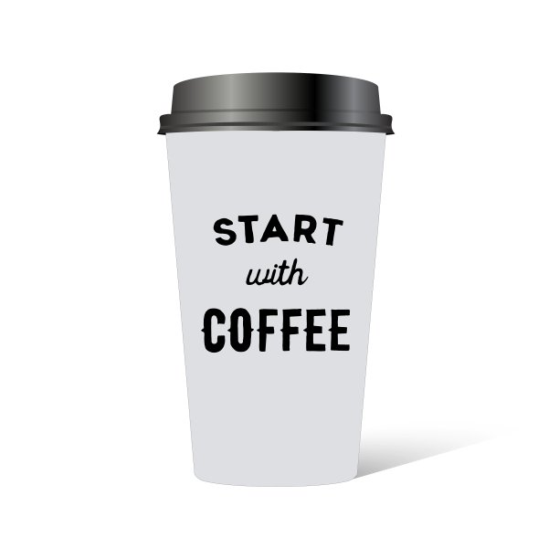 塑料杯咖啡与手绘题词图片下载