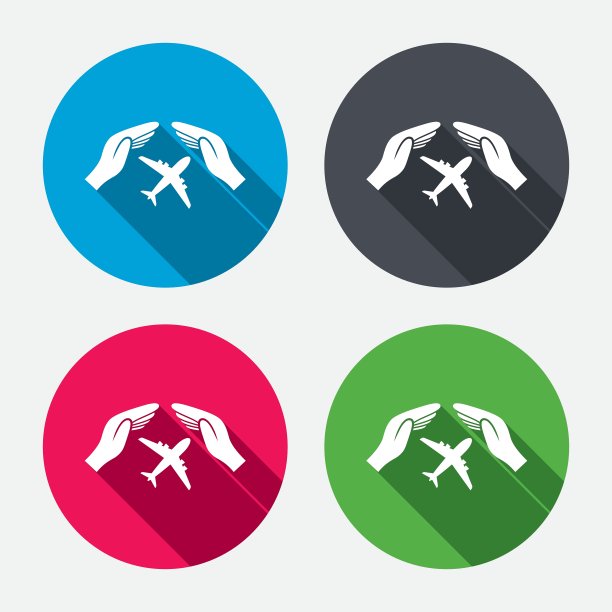 飞行保险标志双手保护覆盖飞机图片下载