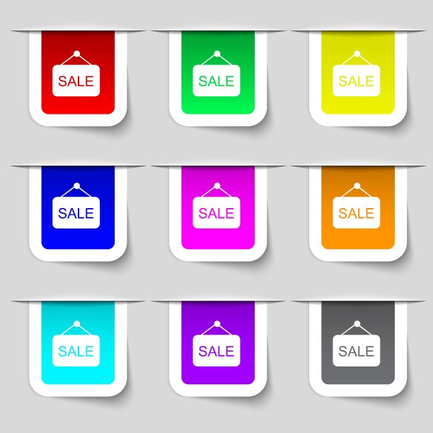 销售图标标志一套彩色现代标签图片下载