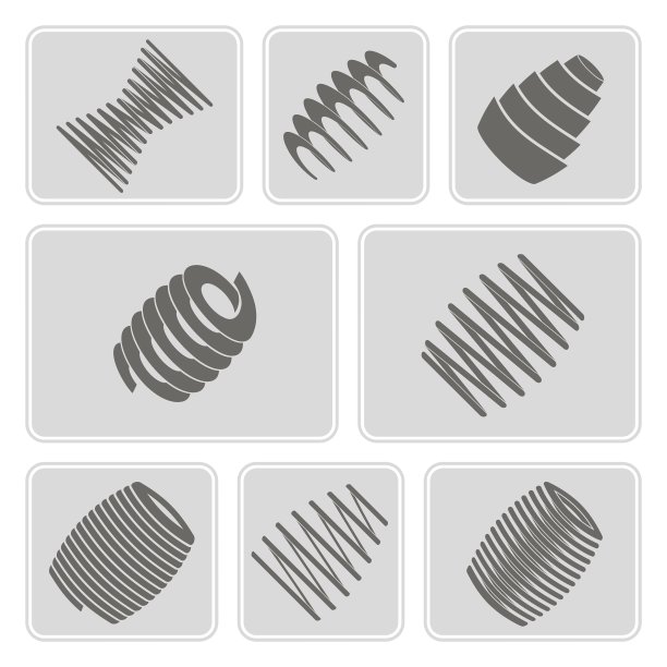 一组带有Springs的单色图标图片下载