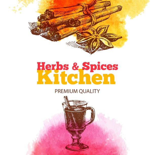 复古背景与手绘草图图片下载