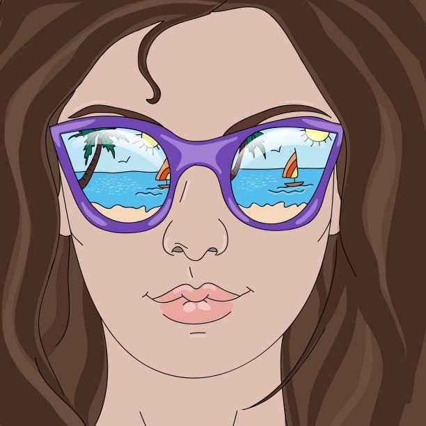 戴眼镜的美丽夏日女孩图片下载