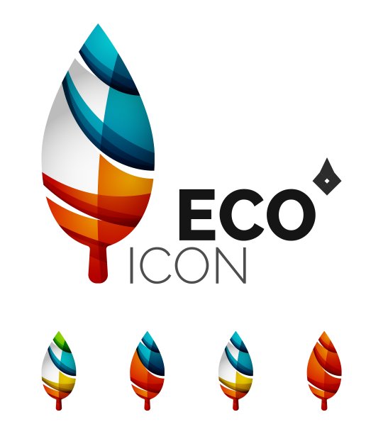 一套抽象的生态叶图标商业标志类型图片下载