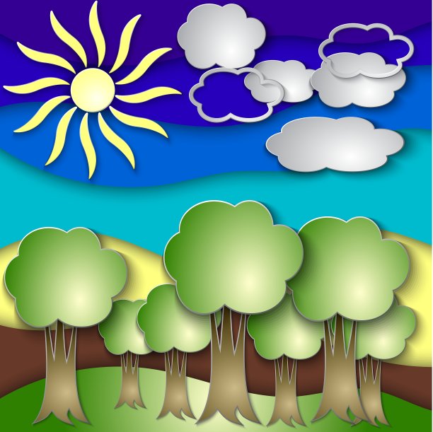 抽象的纸拼贴树图片下载