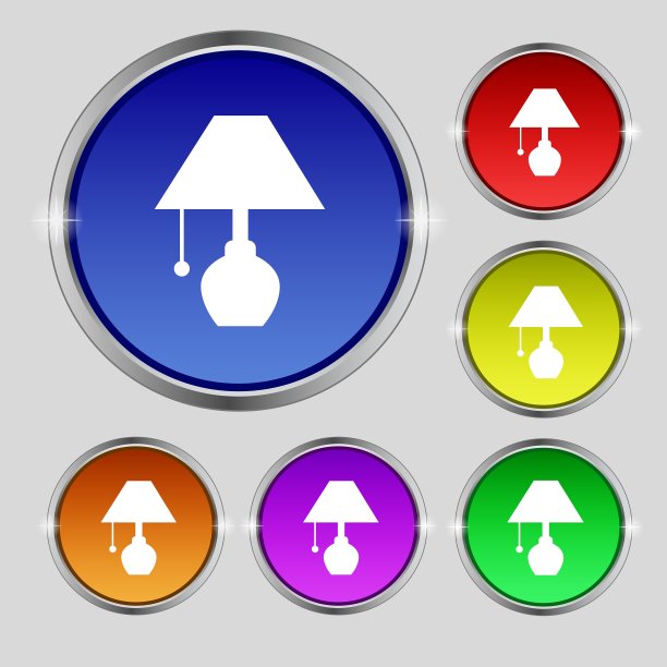 台灯图标标志上亮的圆形符号图片下载