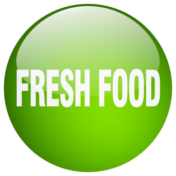 新鲜食品绿色圆形凝胶隔离按钮图片下载