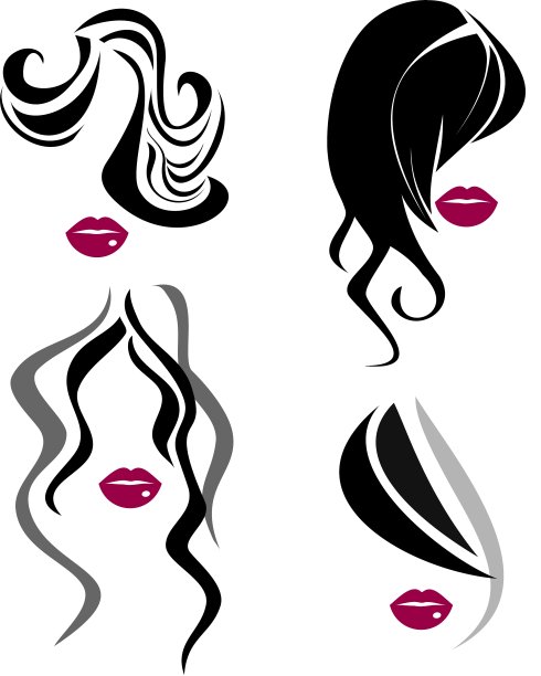 女人的脸和头发图标图片下载