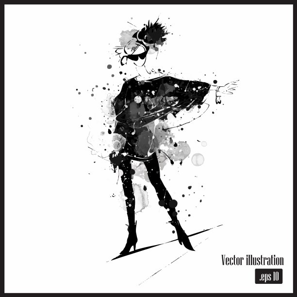 素描风格的时尚女孩图片下载