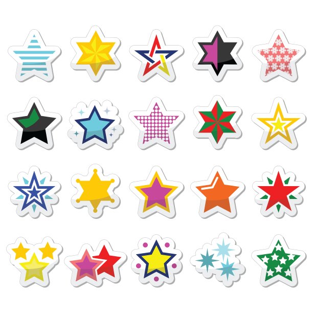 彩色的星星图标孤立在白色图片下载