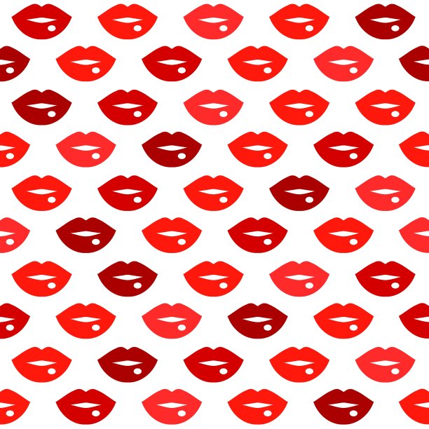 可爱有趣的红唇吻无缝图案图片下载