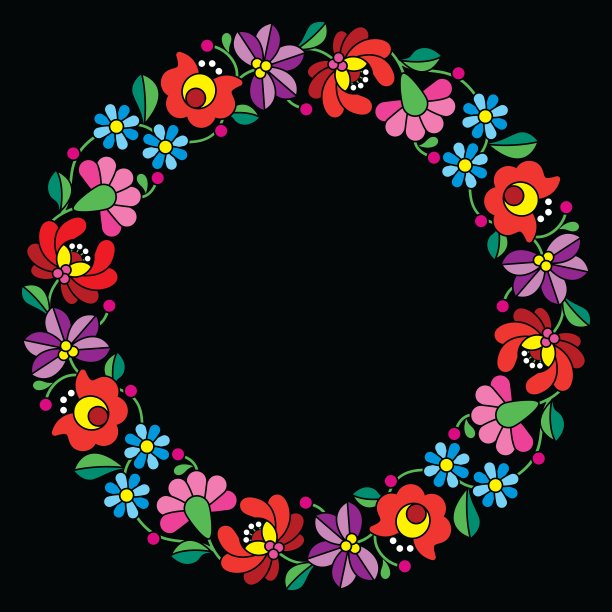 卡洛塞刺绣在圆圈-匈牙利花图片下载