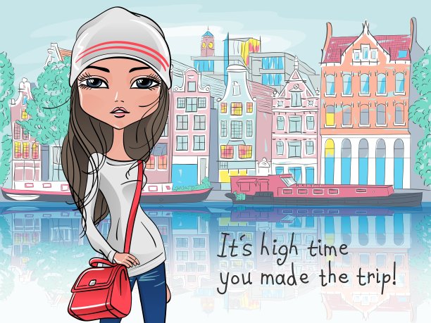 阿姆斯特丹美丽的时尚女孩图片下载