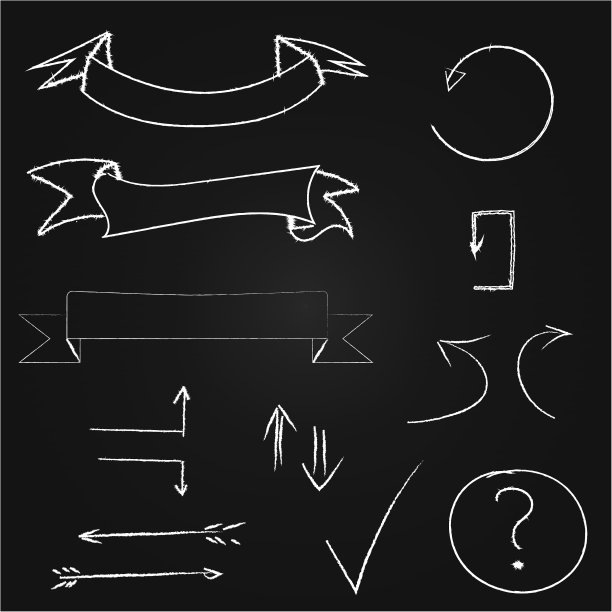 箭头和旗帜设置手绘粉笔上图片下载