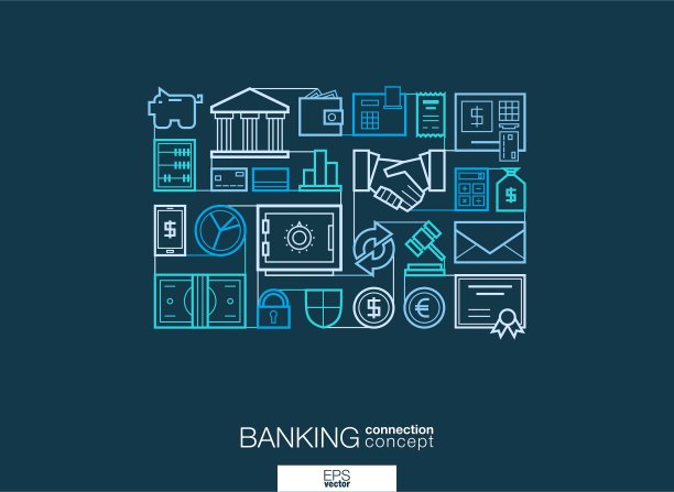 银行综合细线符号现代图片下载