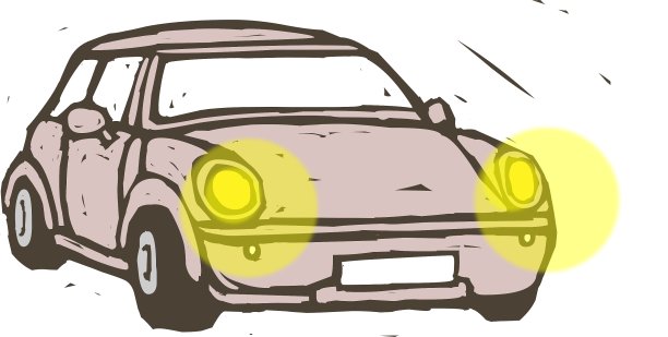 一辆开着前灯的车图片下载