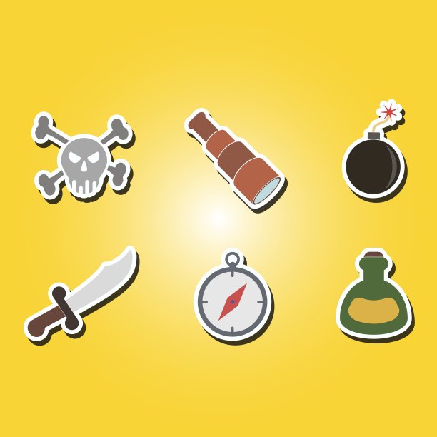 彩色图标与海盗标志图片下载