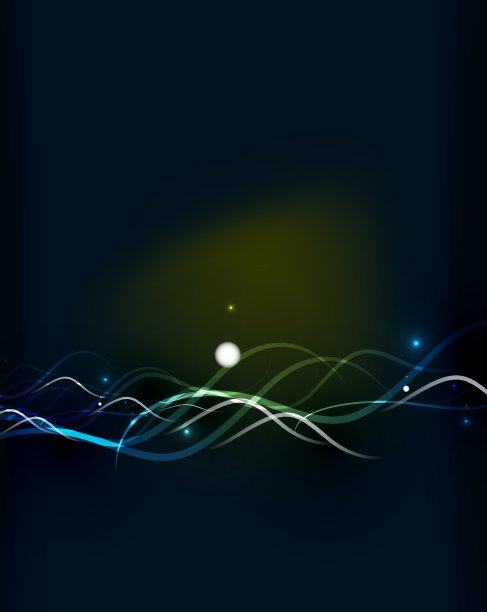 在黑暗的空间中发光的流动的波浪和星星图片下载