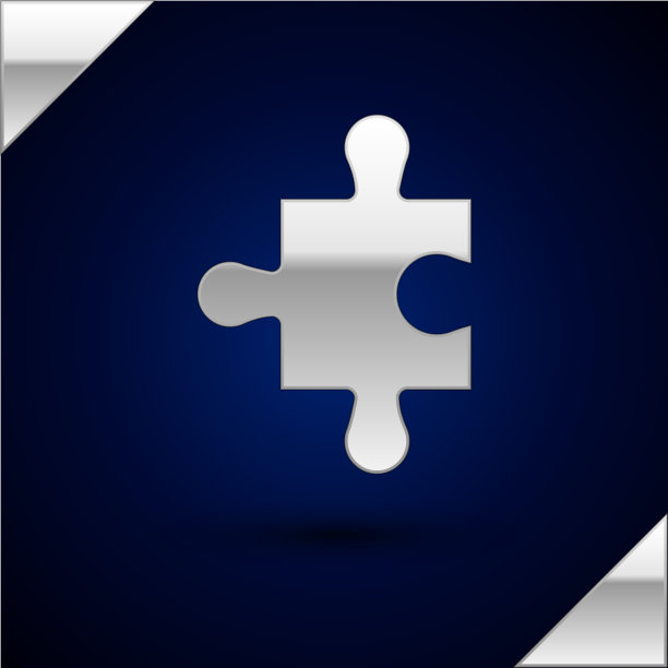 银块拼图图标孤立在深蓝色图片下载