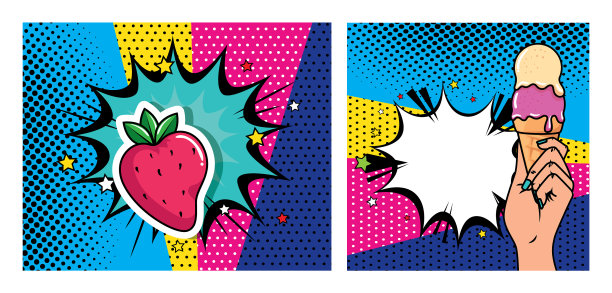 搭配冰淇淋和草莓波普艺术图片下载