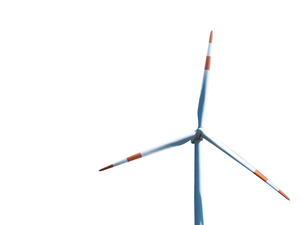 风力发电机在孤立的白色背景。可再生能源的来源。图片下载