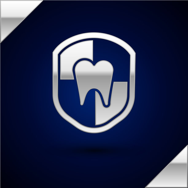 银色牙齿保护图标孤立在黑暗图片下载
