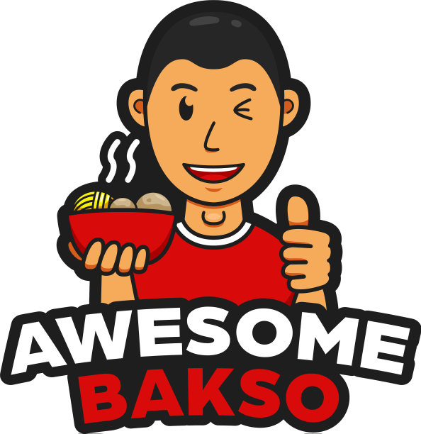 非常棒的bakso肉丸和面条的标志图片下载