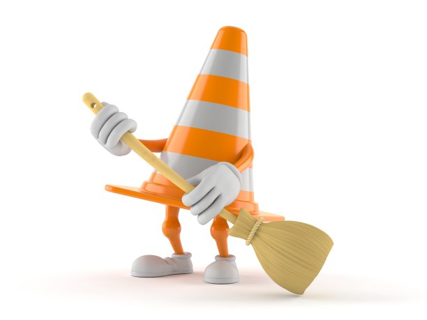 交通锥字符清扫地板图片下载