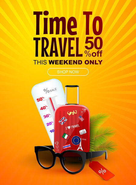 旅行和空缺销售横幅或折扣券图片下载