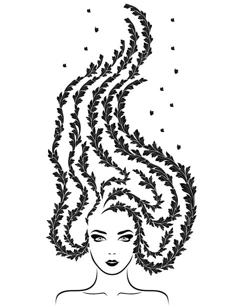 可爱的有花风头发的女人图片下载