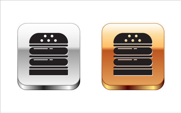 黑色汉堡图标孤立在白色背景图片下载