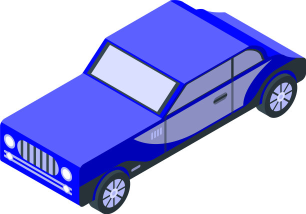 蓝色老爷车图标等距风格图片下载