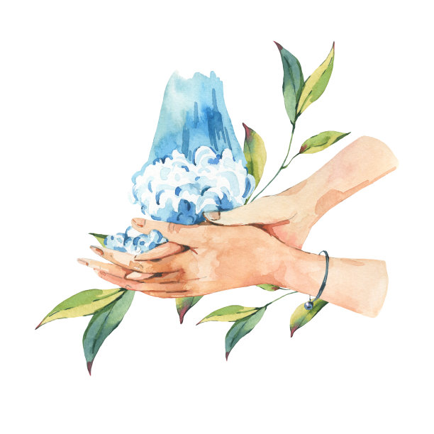 水彩医学插图，洗手，病毒防护图片下载