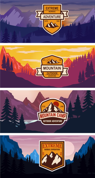 设置旗帜模板与山的设计图片下载